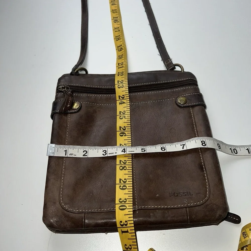 Vintage FOSSIL Brown Full Grain Soft Leather Crossbody Shoulder Bag